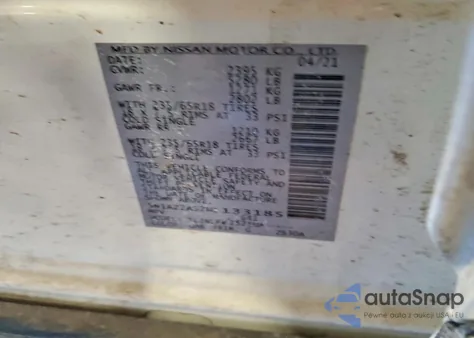 2021 Nissan Murano S из США, поврежденный, VIN 5N1AZ2AS2MC133185